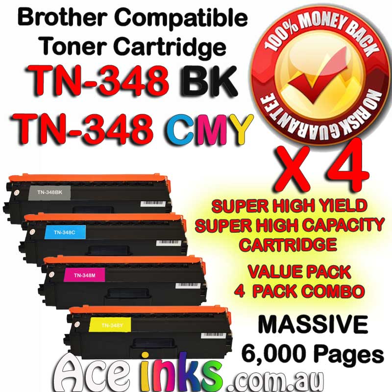 4 Combo Compatible Brother TN-348BK / TN-348 C/M/Y